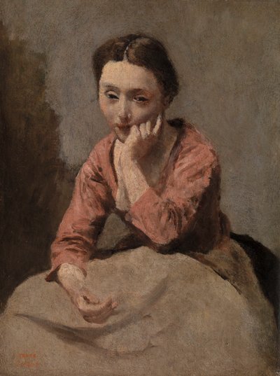 Young Woman in Thought by Jean Baptiste Camille Corot